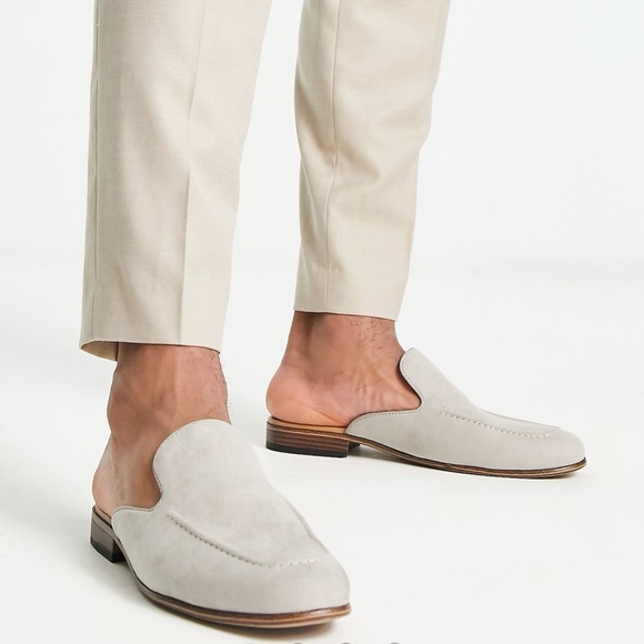 ASOS DESIGN backless mule loafers in stone faux suede with natural sole - Picture 4 of 11